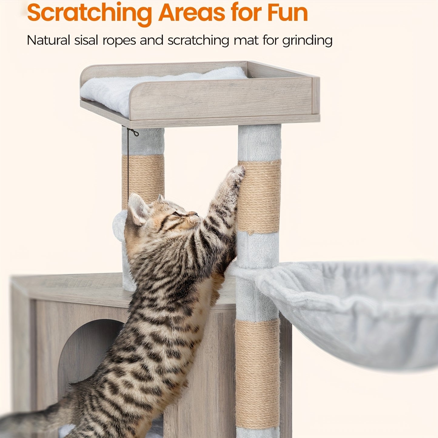 Luxury Multi-Level Cat Condo & Tower with Litter Box Cabinet Storage